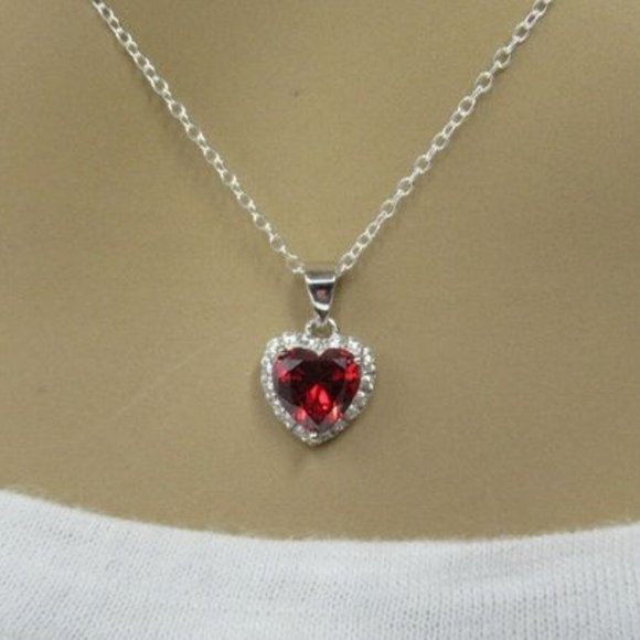 Sterling Silver ruby Set with size 7 ring - Picture 1 of 3